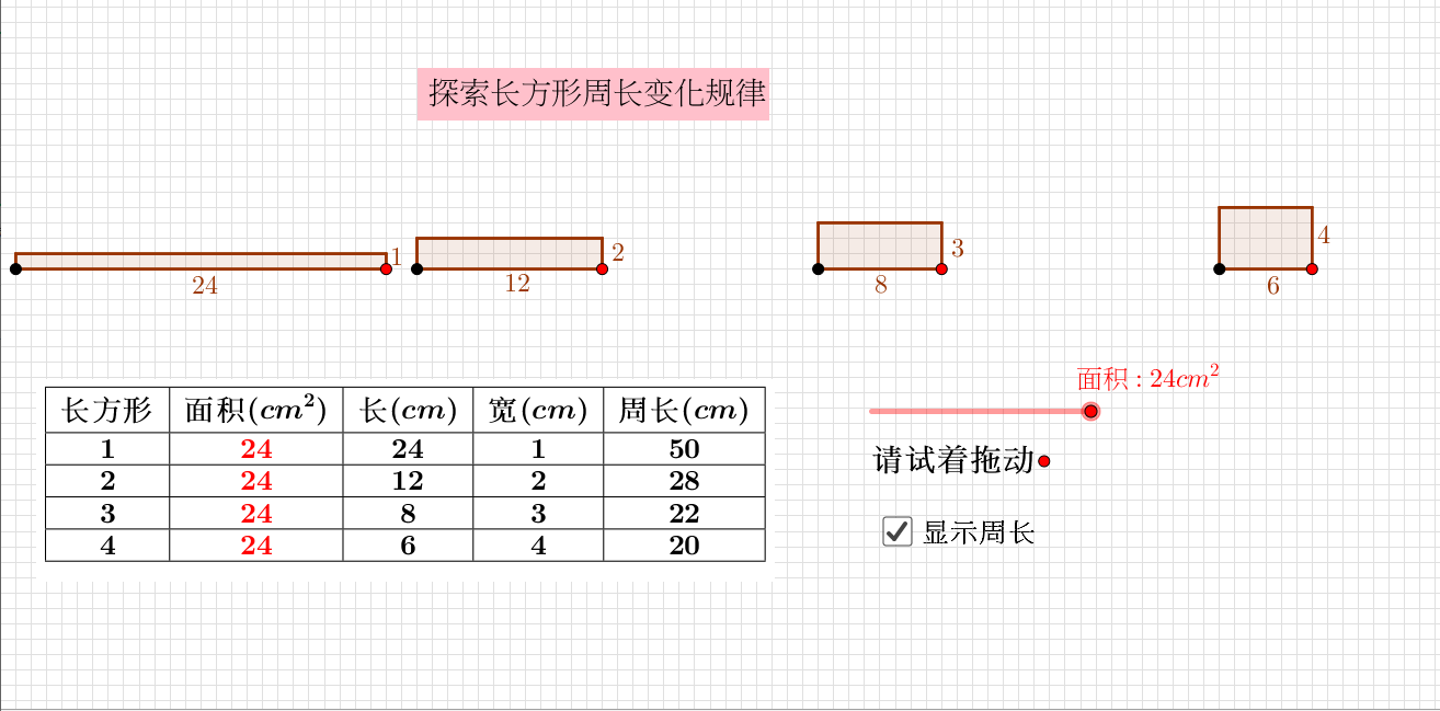 教你用geogebra探索 长方形面积固定时 其周长变化规律 知乎