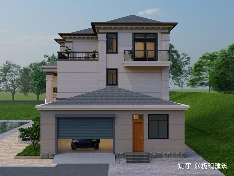 带车库的三层新中式风格自建别墅 - 知乎