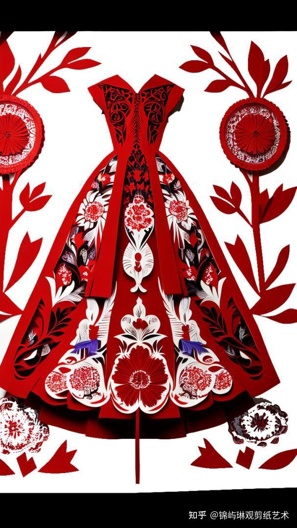 立体剪纸服装插画 | 锦屿琳观aigc创意剪纸