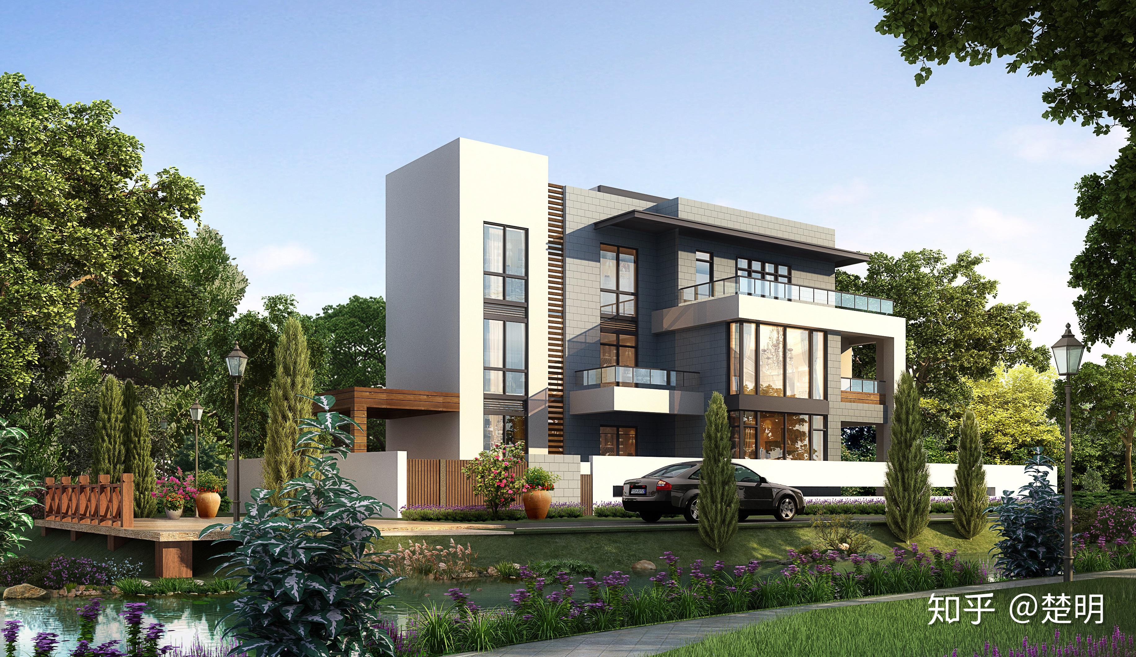 现代风在乡村中树立这样一栋别墅岂不是美滋滋