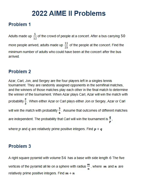 AIME数学竞赛历年真题分享 - 知乎