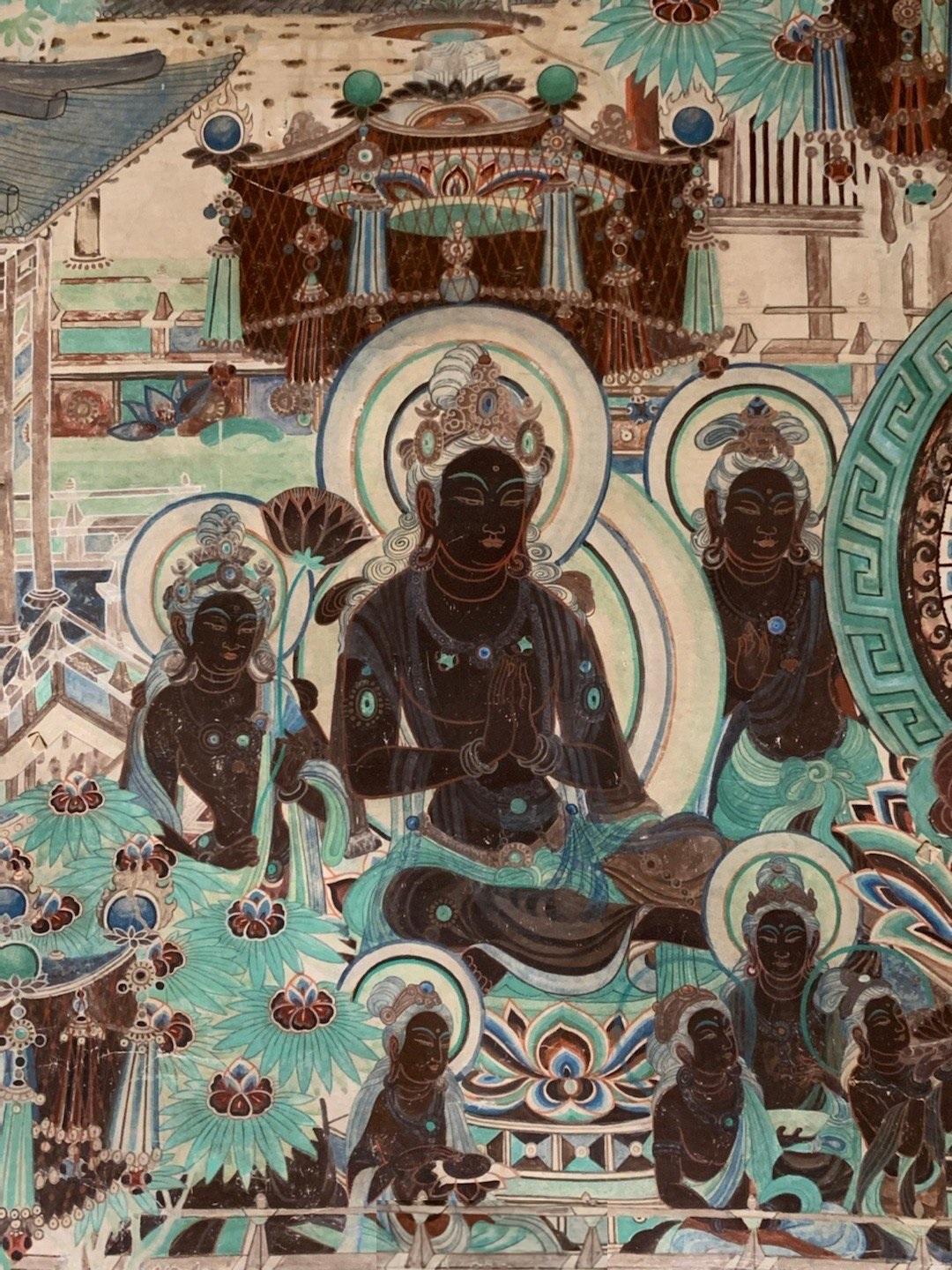 神游千年大美敦煌盛唐320窟北壁西方极乐净土佛刹清幽南壁飞天欢逐