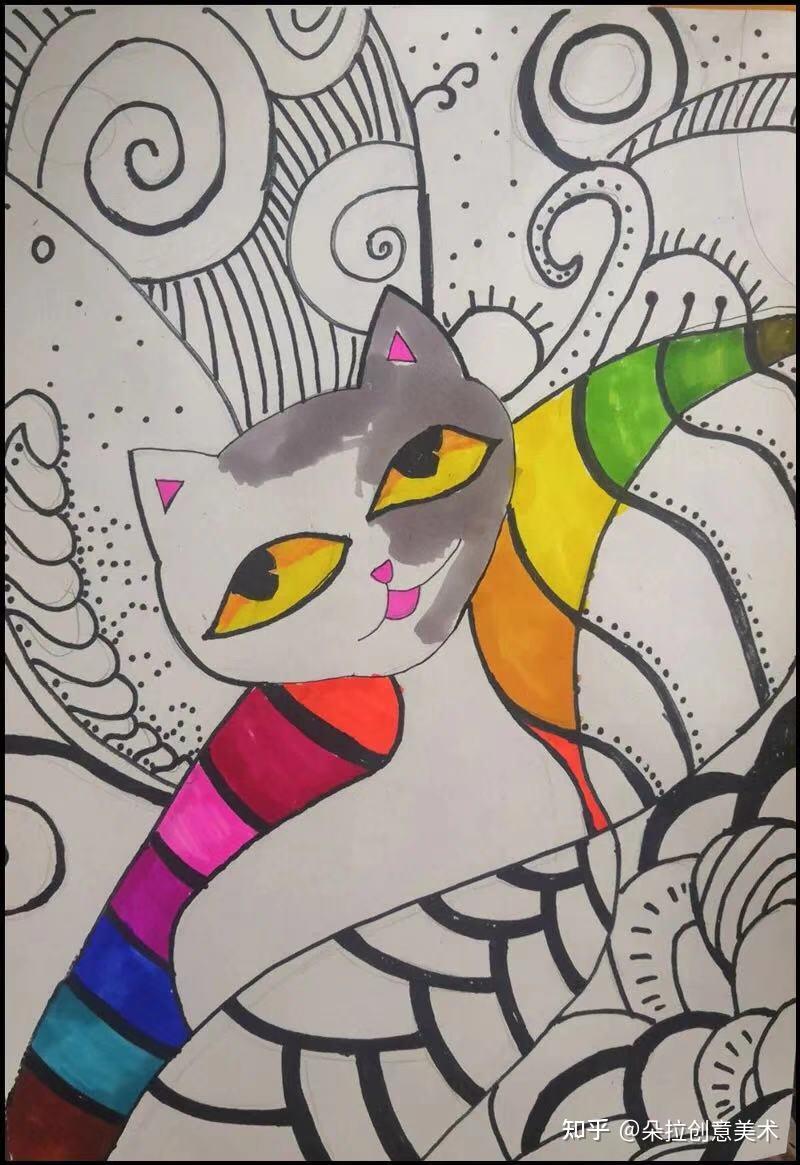涂出小猫的颜色学生作品