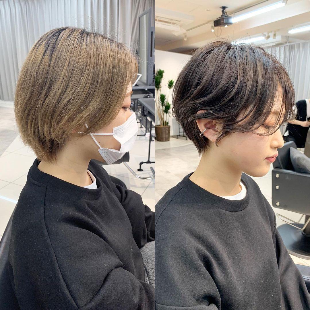 短发方面的改变主要是层次和量感,层次可以决定发型的视觉重心,量感