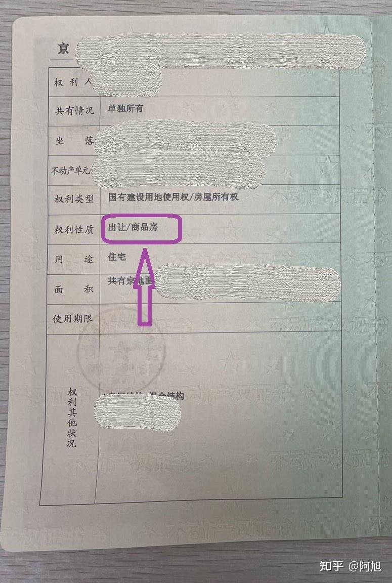 x京的房子从产权证房屋性质一栏分辨非x 京的房子从产权证第一页分辨