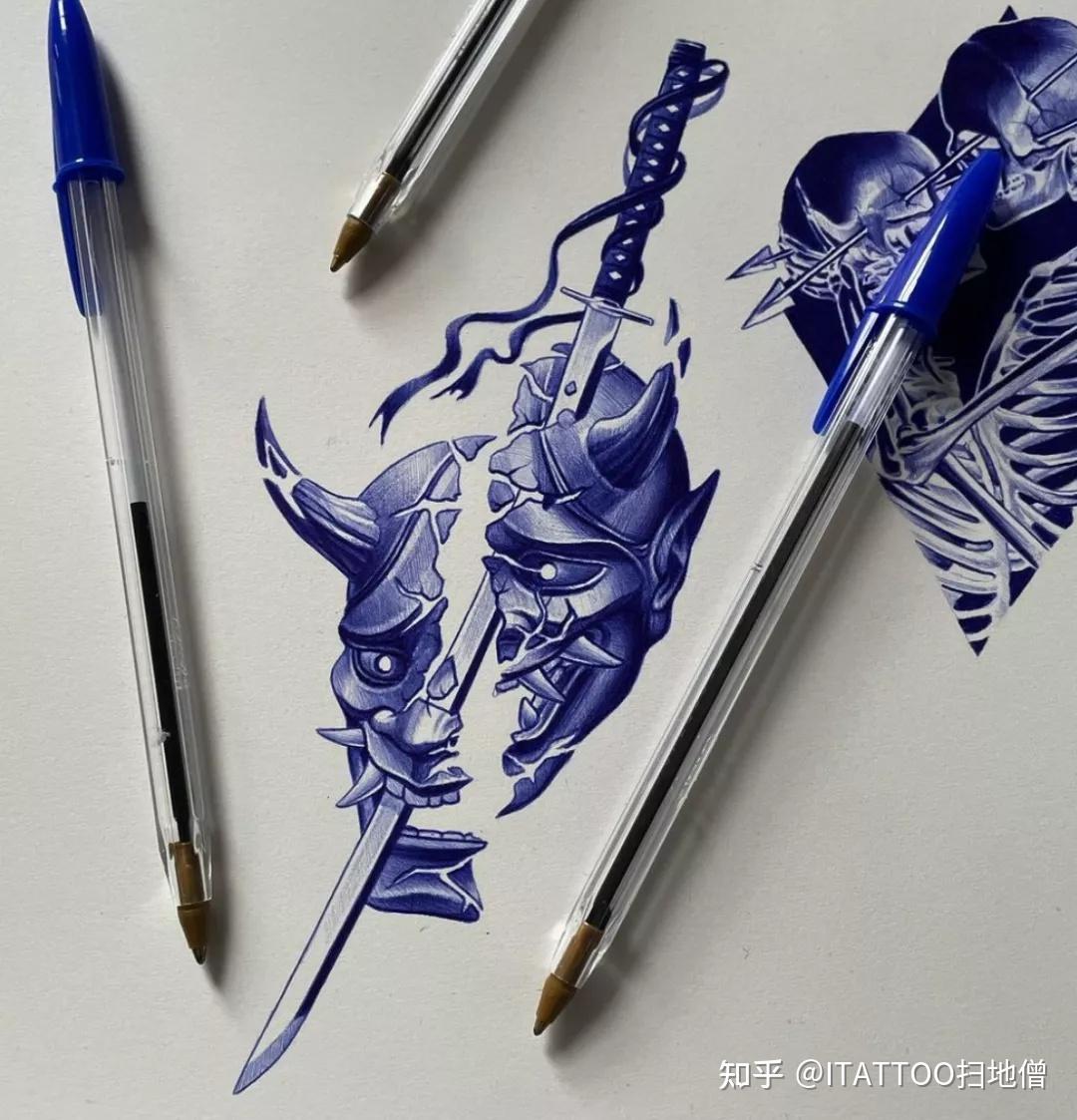 英国纹身师用圆珠笔画出艺术品看完好想找他扎图