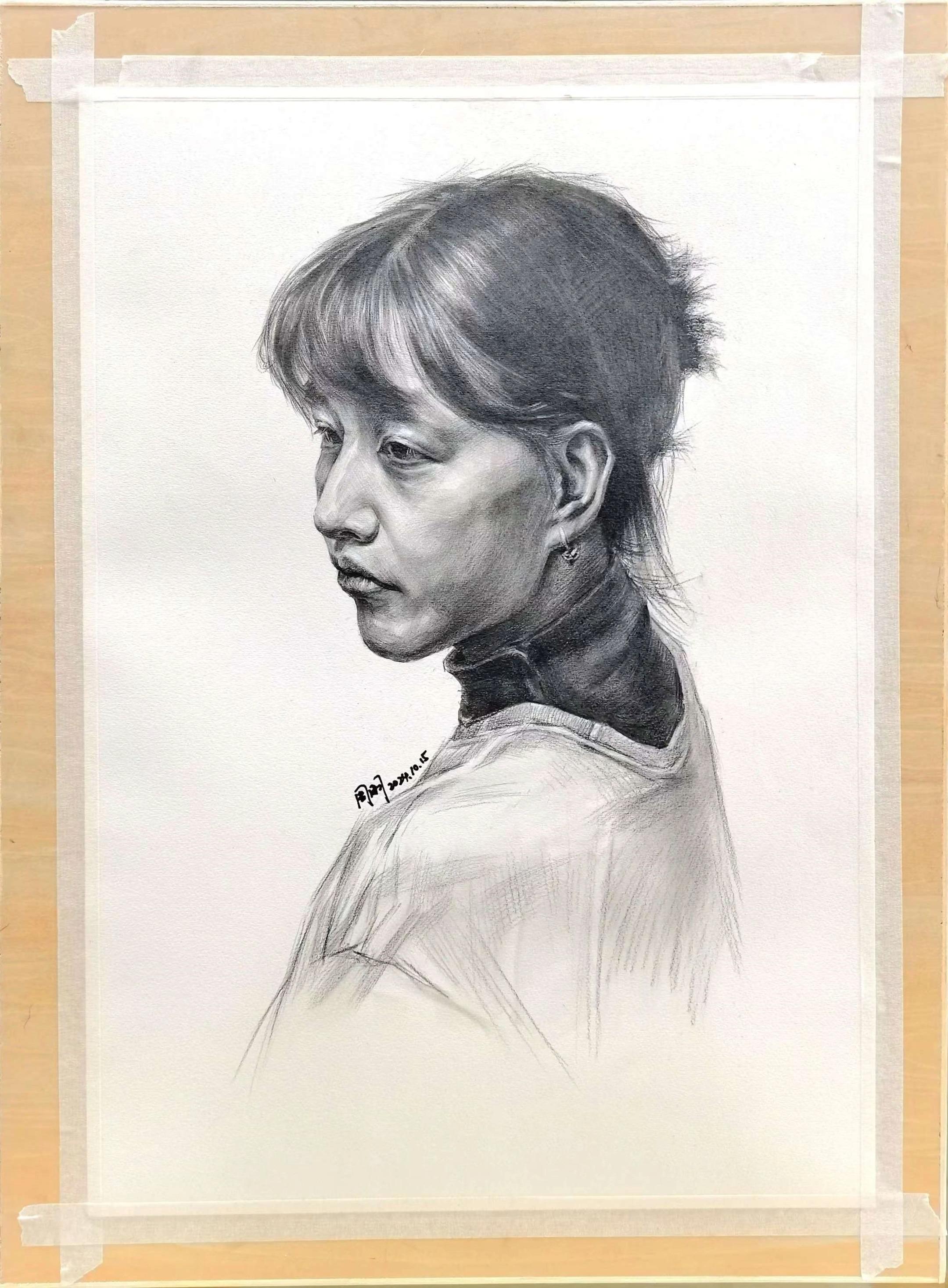 今天随手画一幅三小时素描女青年