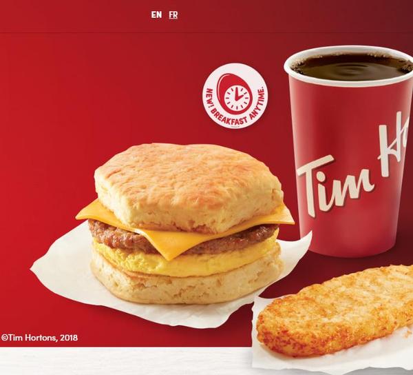 english sausage hash brown and a regular steeped tea"