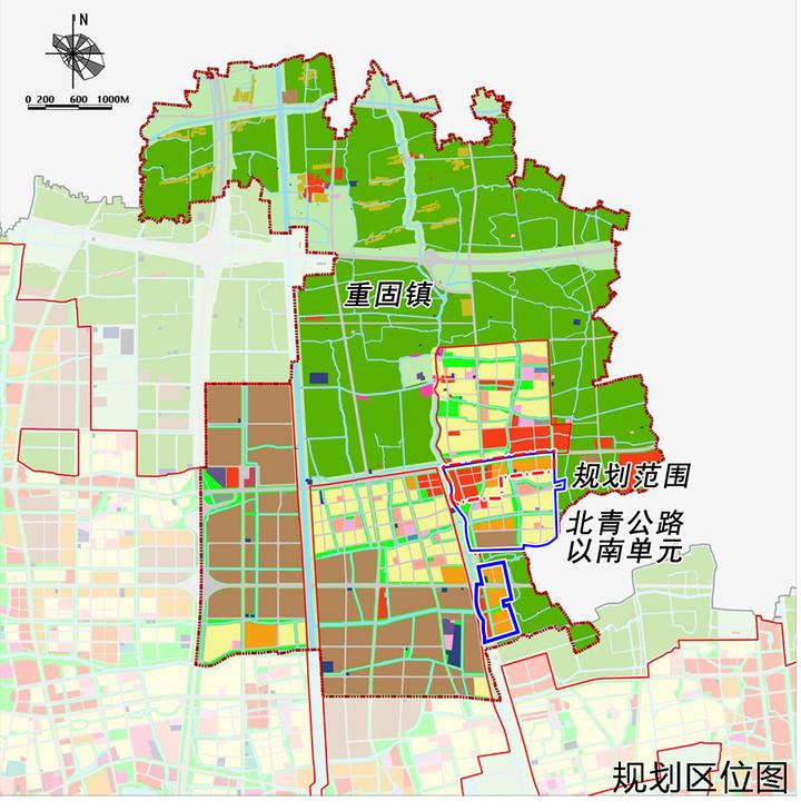 调整范围49.69公顷,青浦重固镇北青公路以南单元控规调整