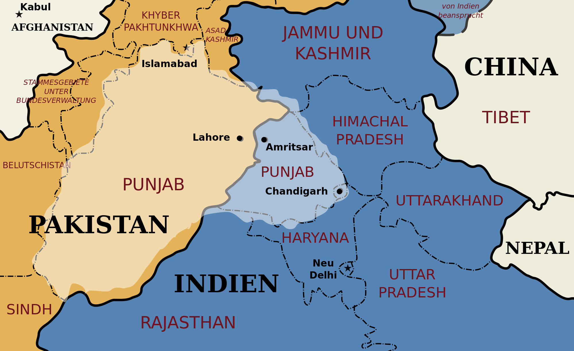 【地图说】被国境线分割的印度五川省