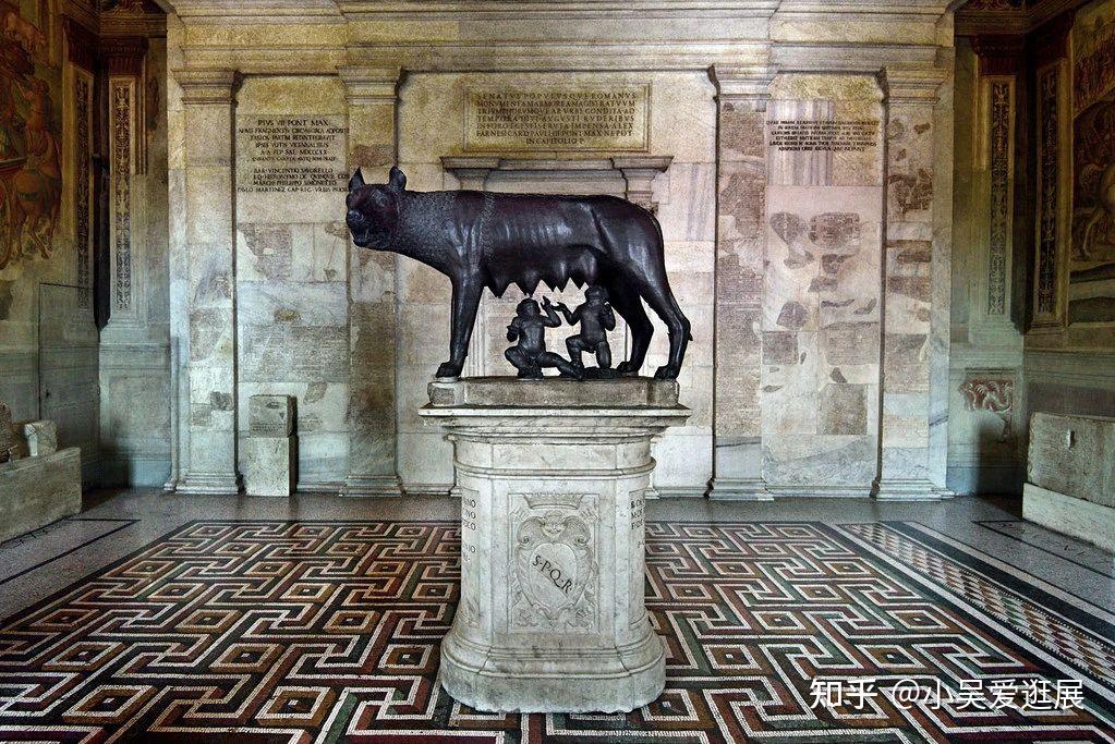 she-wolfwith romulus and remus. bronze, 12th century ad.