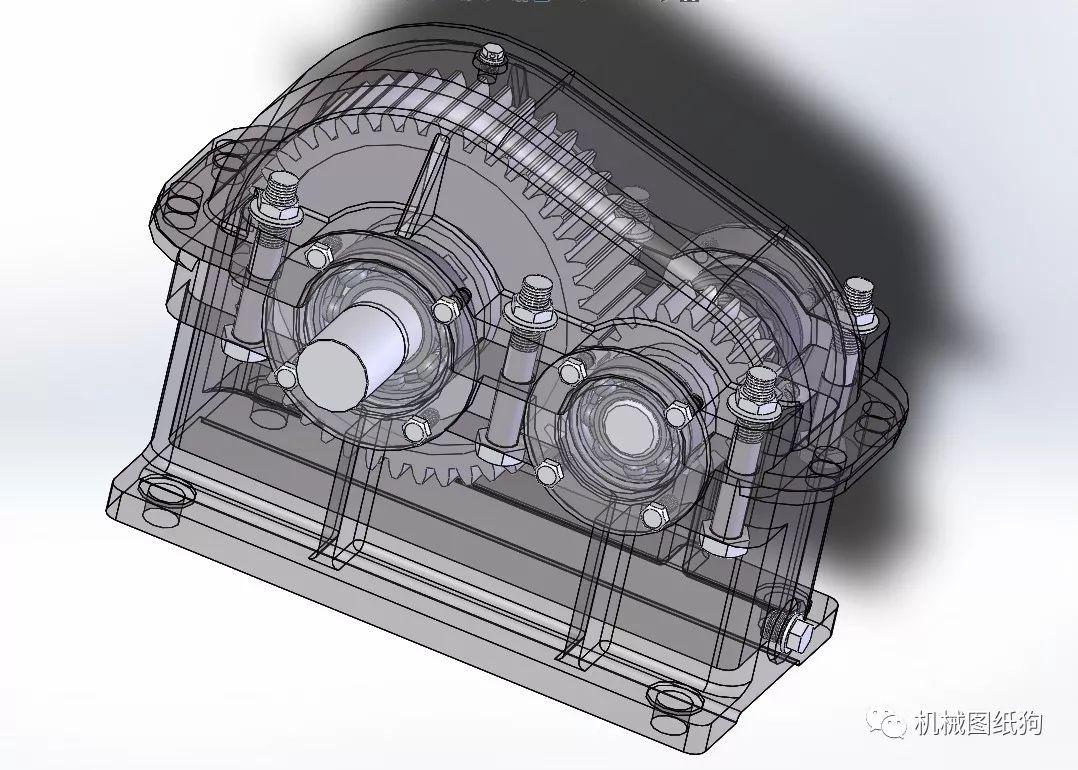 差减变速器普通简单变速箱3d模型图纸solidworks设计
