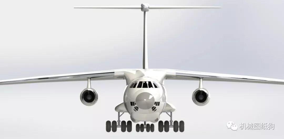 【飞行模型】ilyushin伊尔il-76运输机简易模型3d图纸 solidworks设计