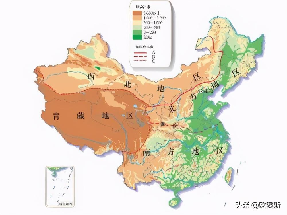 中国东中西部划分地图图片