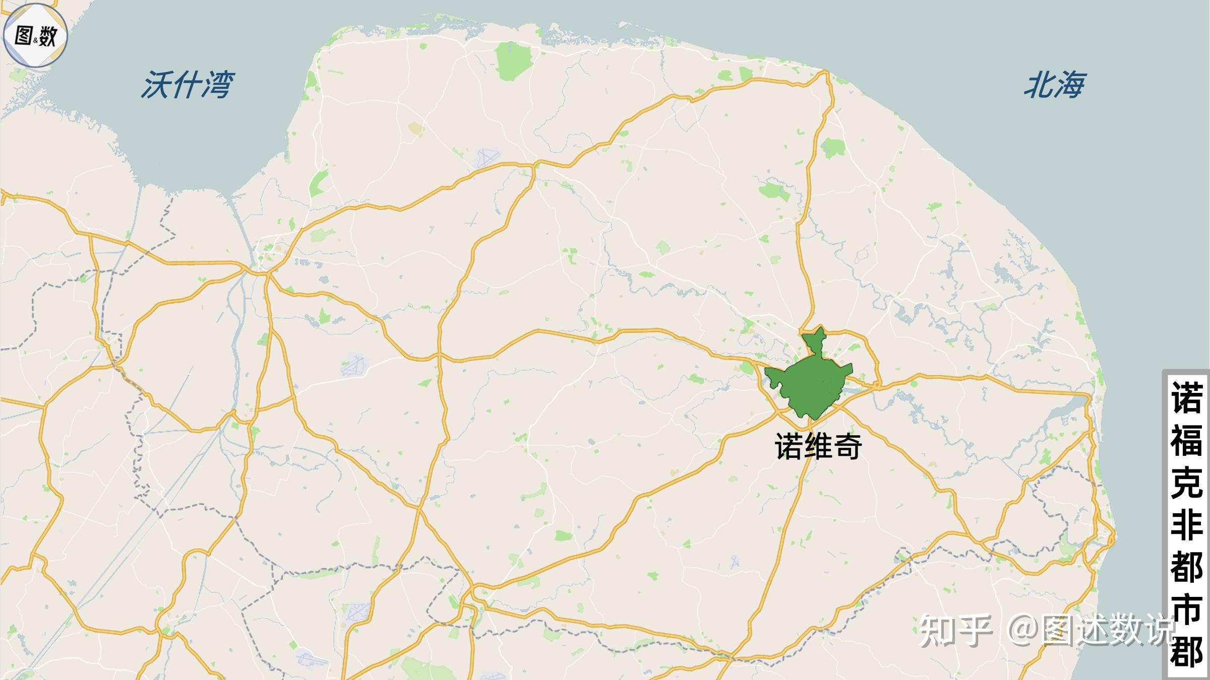 诺维奇处在诺福克郡中部偏东南的位置,距离北海只有20多公里,城市名称