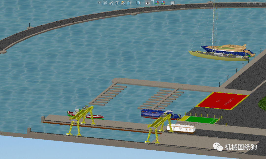 工程机械码头港口海关大楼模型3d图纸solidworks设计