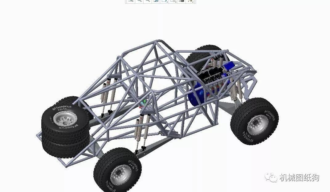 【卡丁赛车】大越野巴吉钢管车3d数模图纸 creo设计 附igs