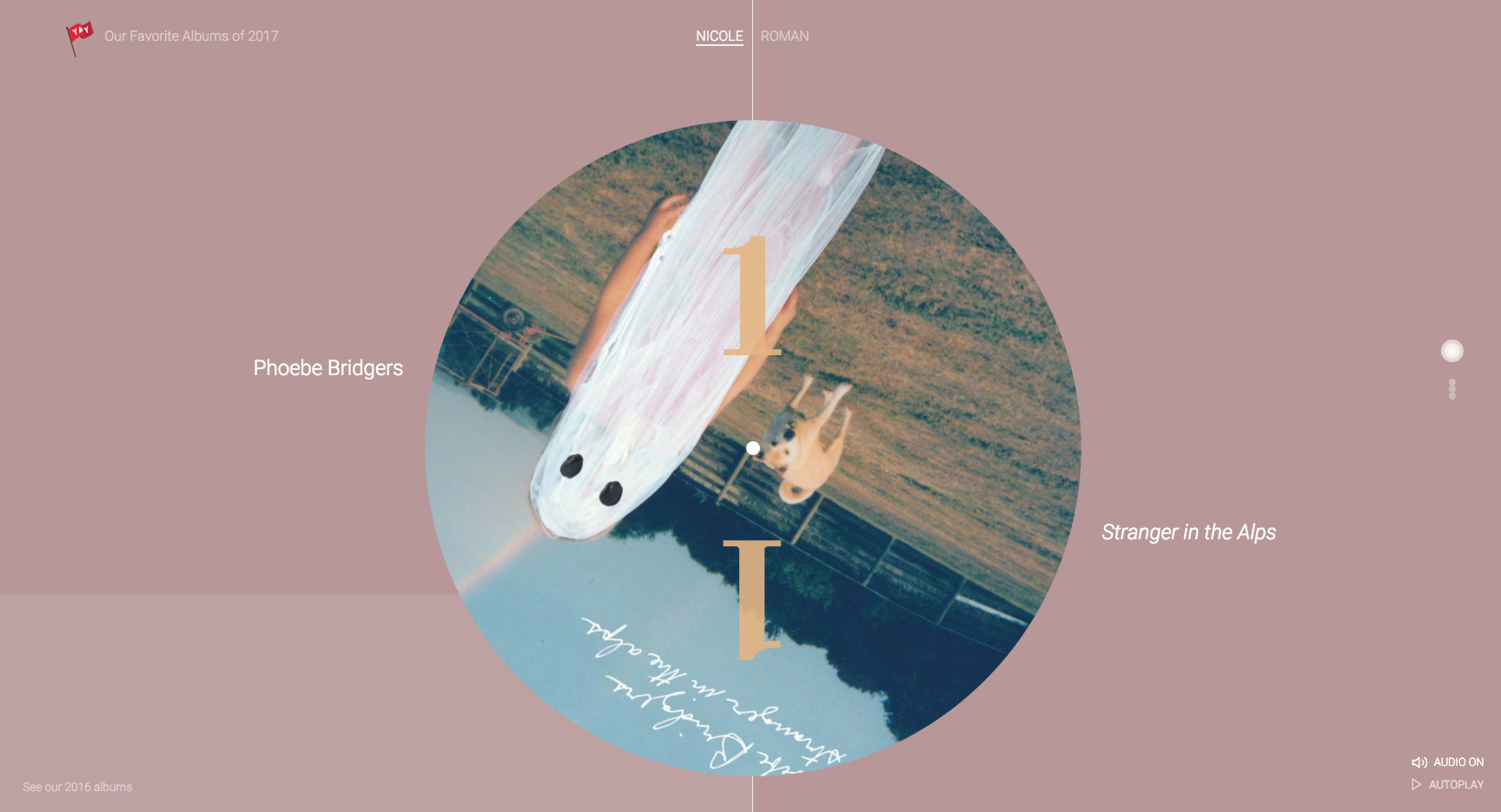 网站的主体设计就是以cd的形式,一共十首音乐,十张专辑封面叠加在一起