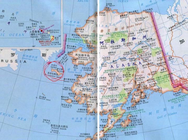 刚好就在白令海峡南端的 圣劳伦斯岛上,它的纬度是 63.