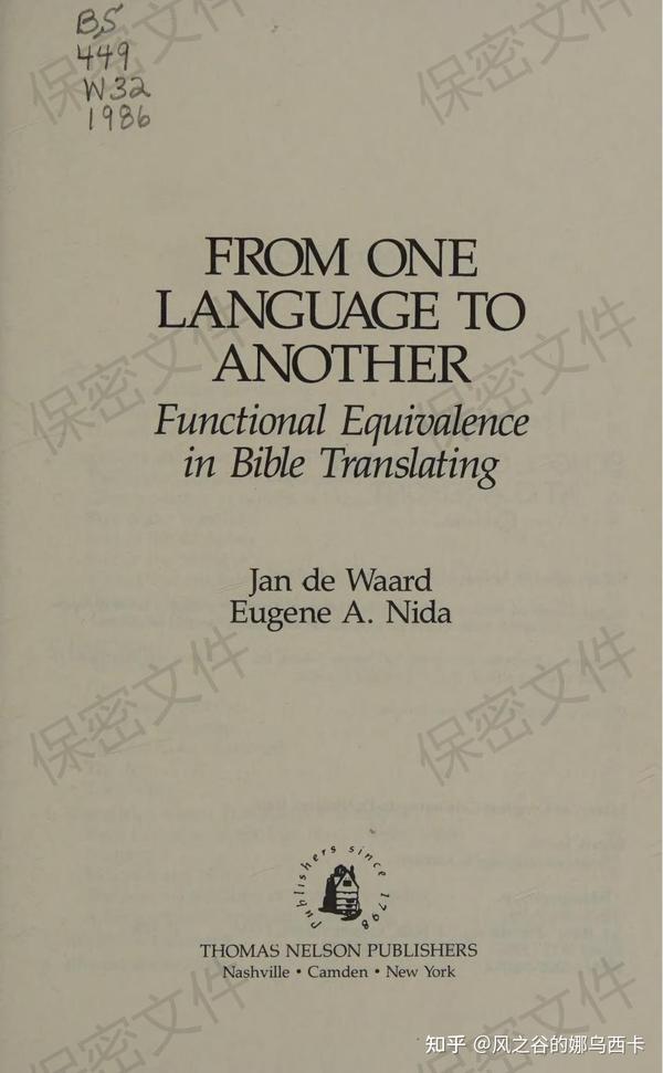  Jan De Waard Eugene A Nida From One 