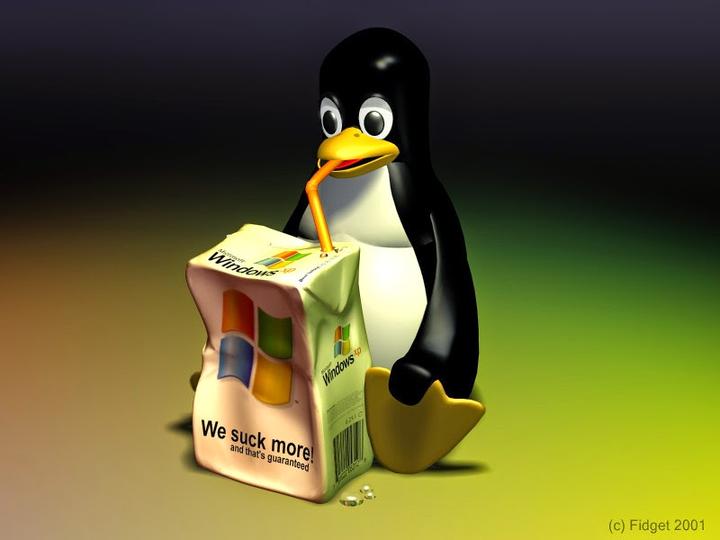 Linux企鹅大战Windows壁纸 - 知乎