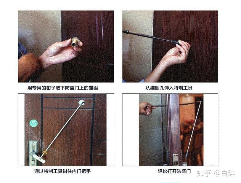 自从门上猫眼的出现,不法分子又有了新的招式叫做"猫眼开锁,然后进行