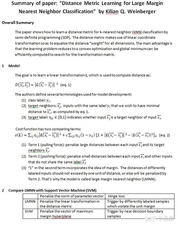 Distance Metric Learning - 知乎