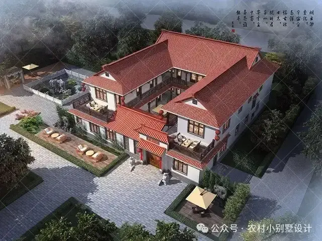 48款二层中式合院别墅,二层新中式四合院农村自建房别墅设计图 - 知乎