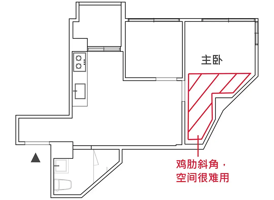 卫生间斜角门平面图图片