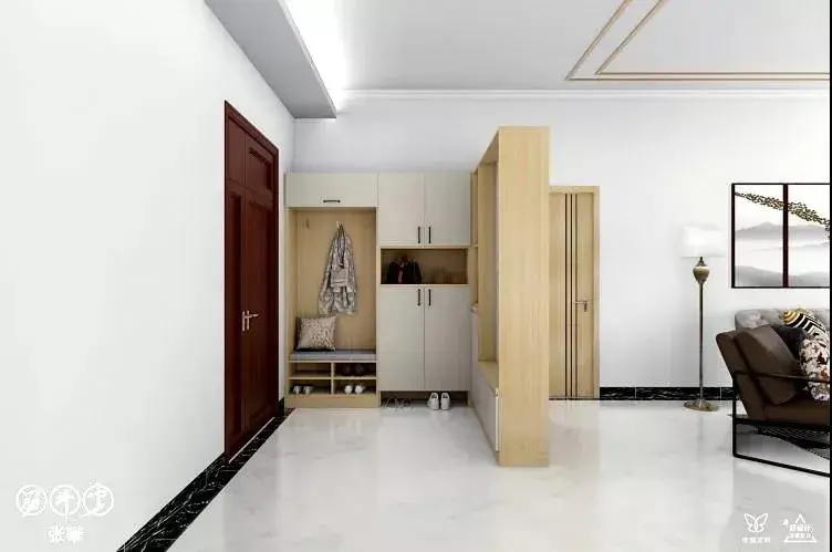 入户门对客厅餐厅入户还很窄如何做玄关鞋柜