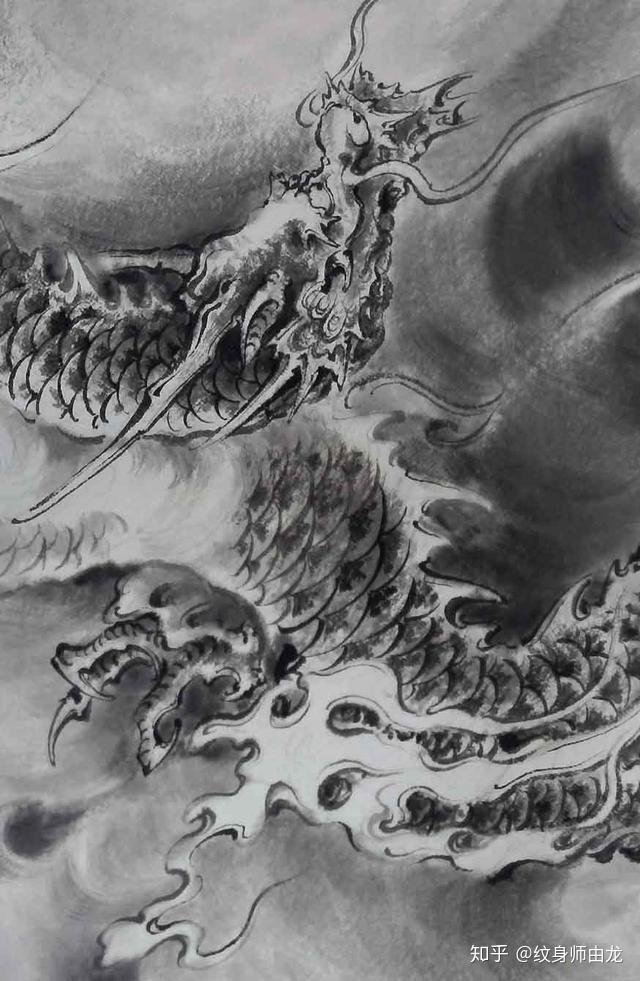 国画水墨龙画法由龙作品墨龙小品