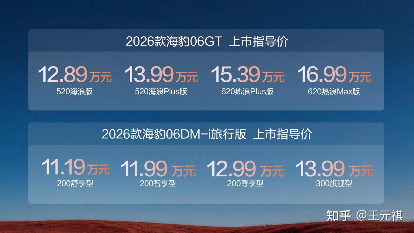 11.19-16.99万元,比亚迪2026款海豹06GT与海豹06DM-i旅行版上市,该怎么选?
