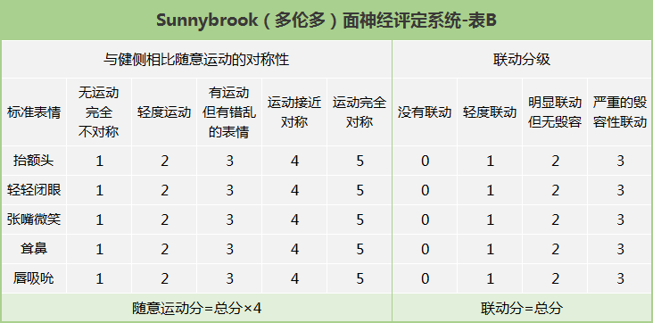 李健东 面瘫病人面神经评分标准 sunnybrook facialgrading system