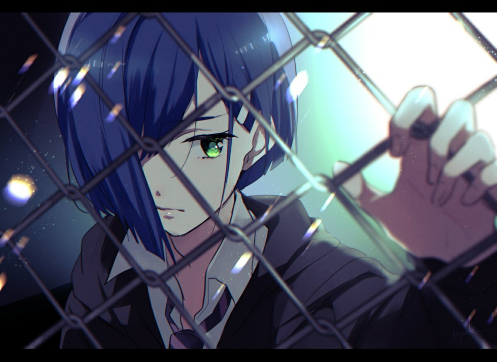 蓝色短发,橄榄绿眼睛的这个动漫人物是谁? - 知乎