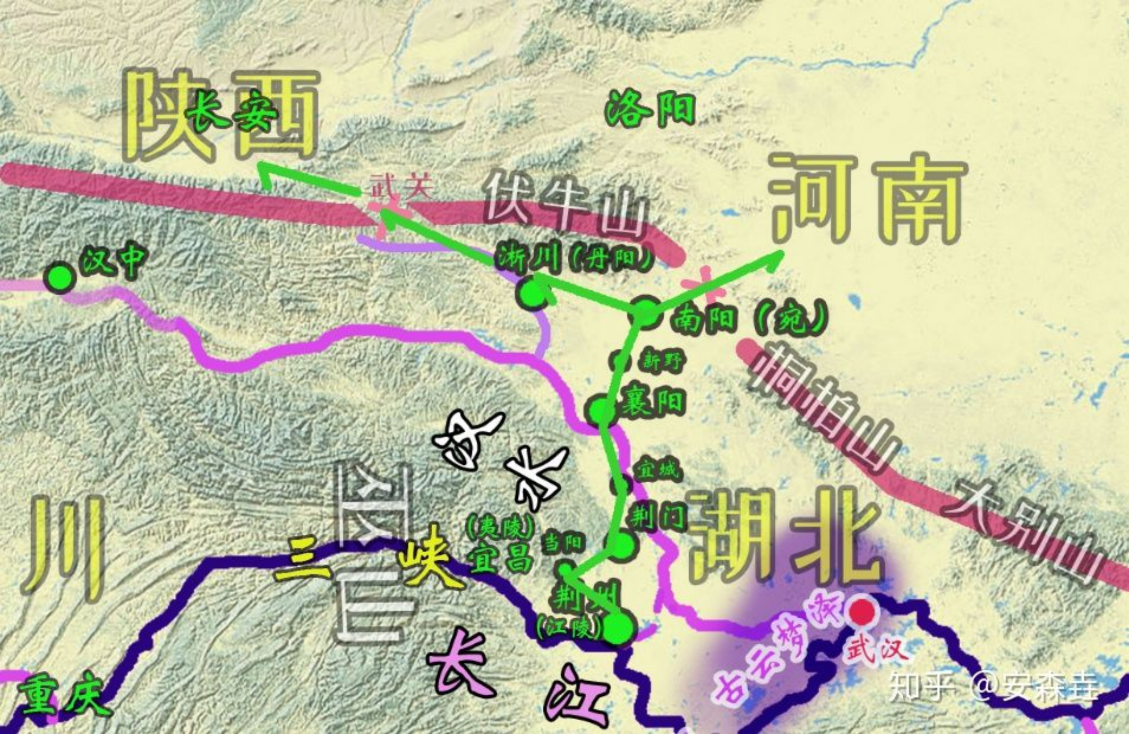 图 26：早期湖北的重镇襄阳—南阳（南阳古代多属于荆州）地理位置示意图