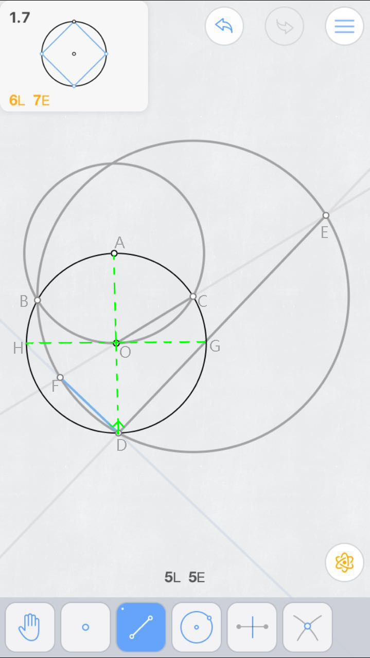 如何用尺规作图七笔画出一个已知圆心的圆