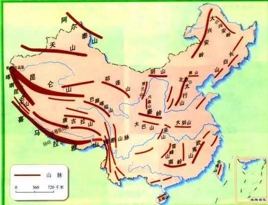 第二級階梯和第三級階梯的界線:由東北向西南依次是大興安嶺,太行山