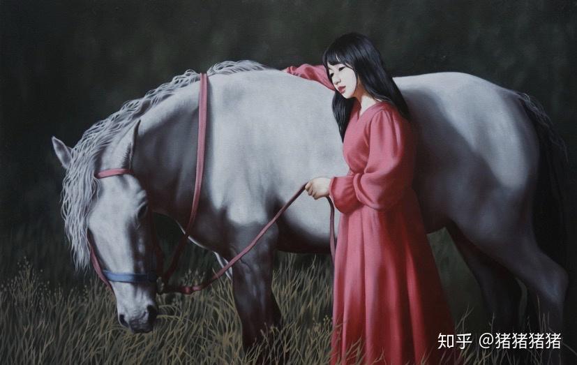 骑白马的红衣公主青年优秀艺术家孙昭作品