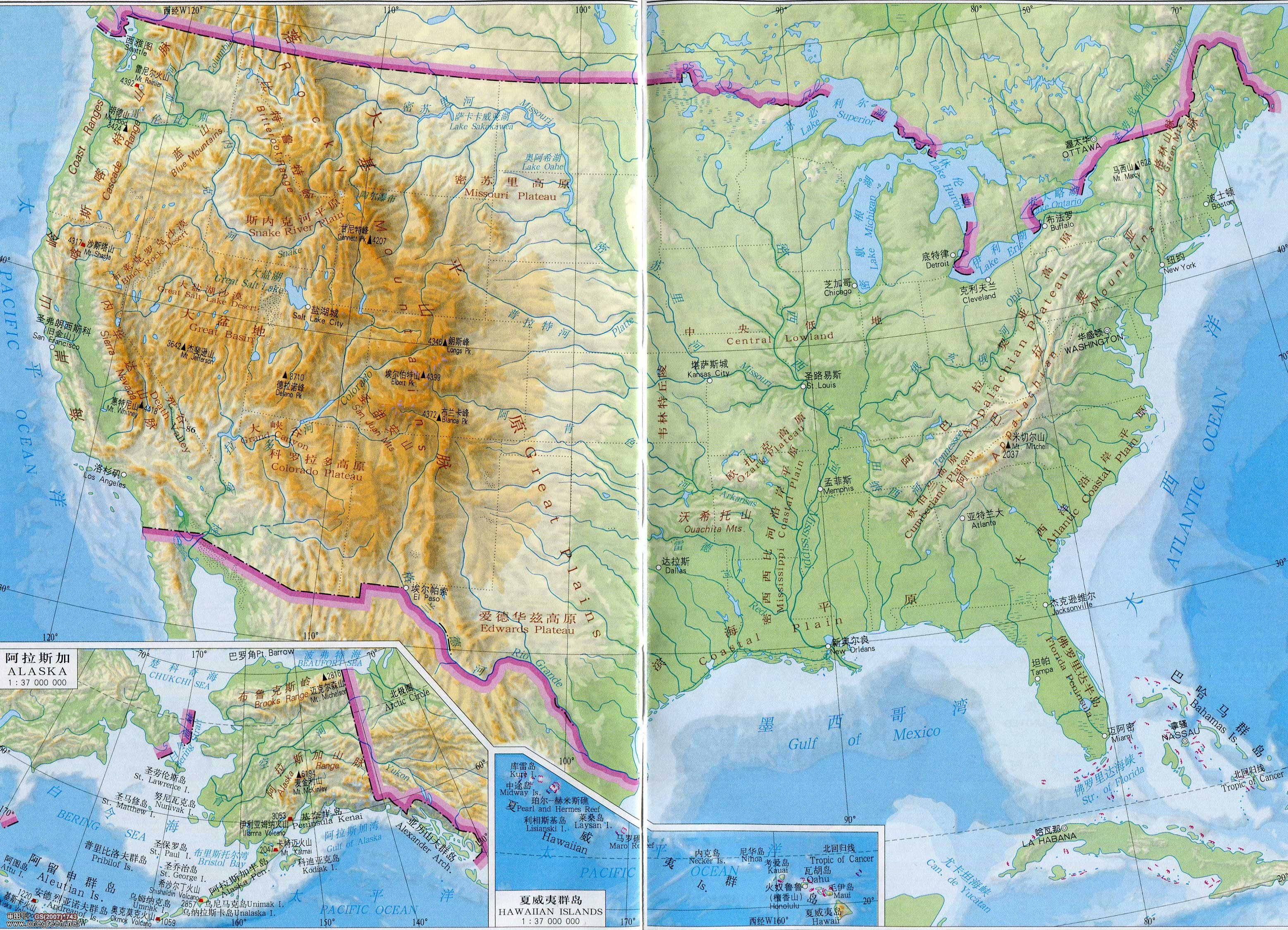 美国密西西比河流向图片