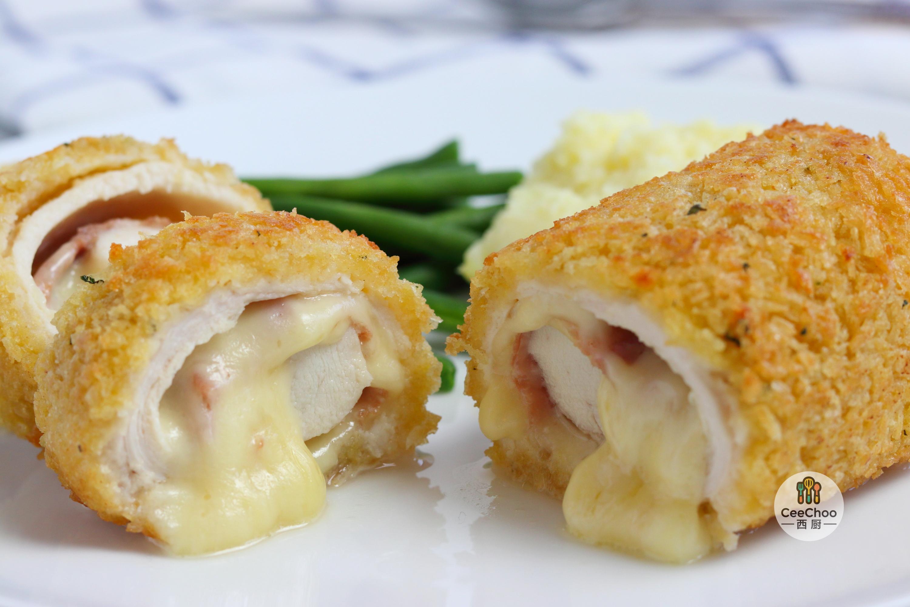 法式经典蓝绶带鸡肉卷chickencordonbleu