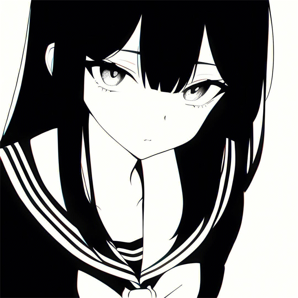 有没有这种类型好看的黑白动漫风女头?