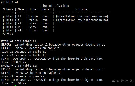 GaussDB(DWS)应用实战:对被视图引用的表进行DDL操作 GaussDB(DWS)应用实战:对被视图引用的表进行DDL操作