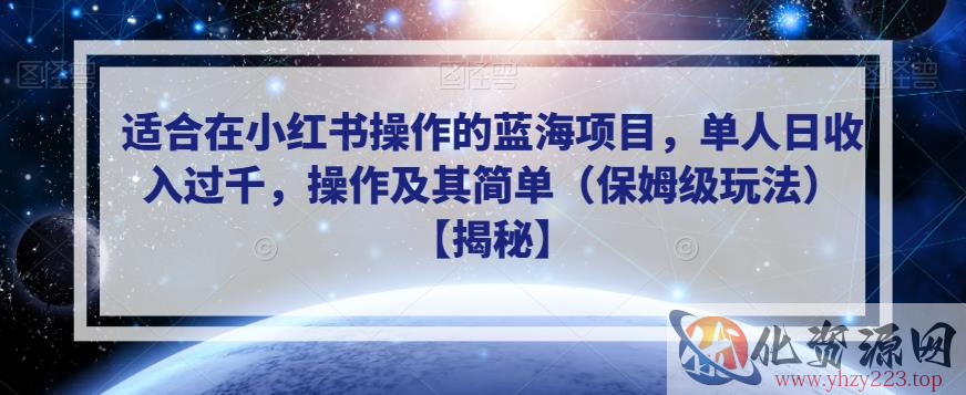 适合在小红书操作的蓝海项目，单人日收入过千，操作及其简单（保姆级玩法）【揭秘】