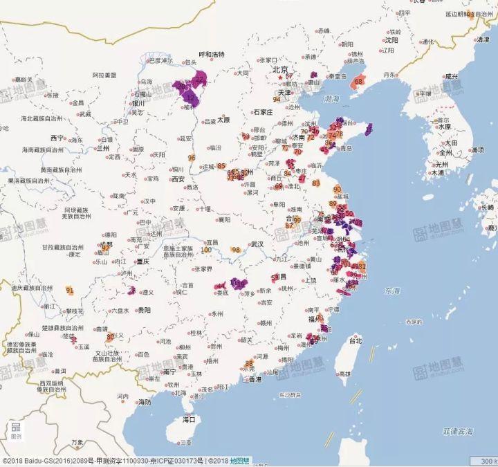 2019年全国百强县地图