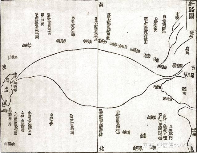 清代标注从福州经过钓鱼岛到琉球路线的针路图《封舟