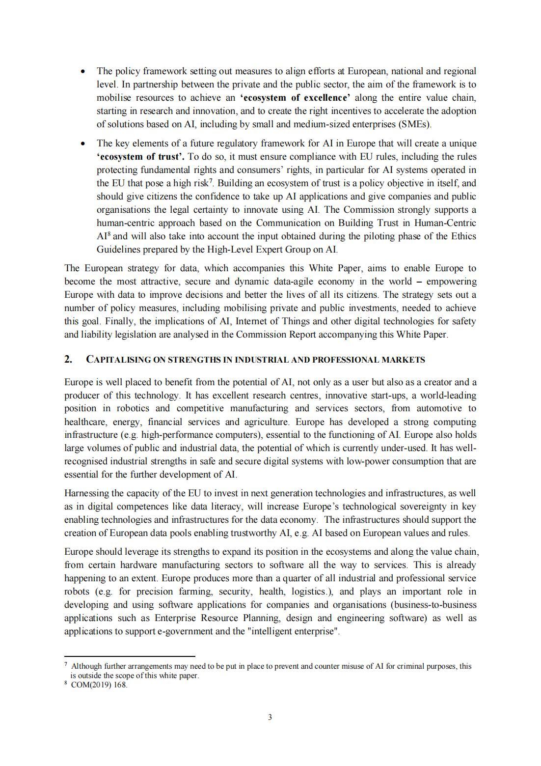 White paper On Artificial Intelligence A European approach to