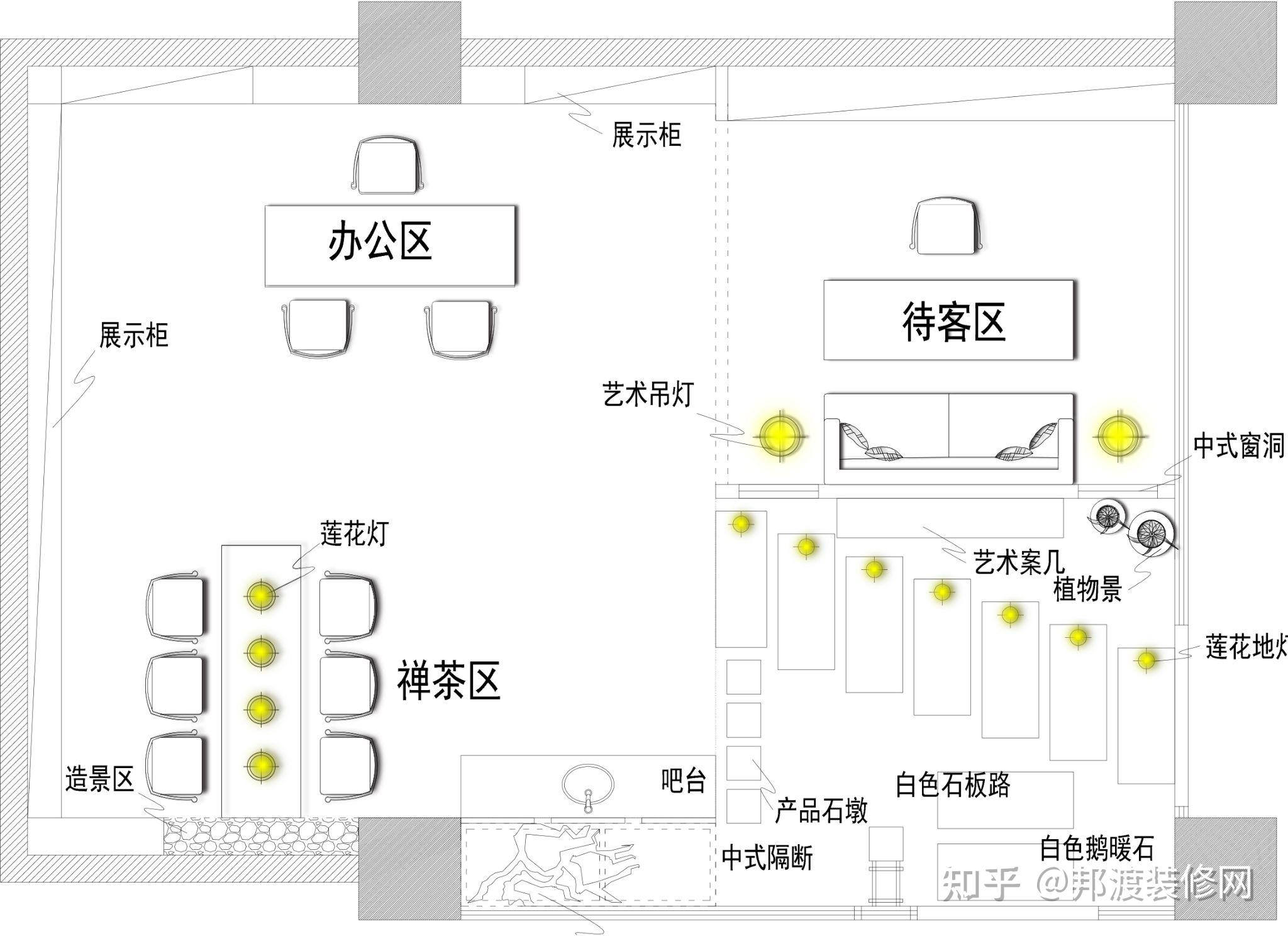 茶室功能分区平面图图片