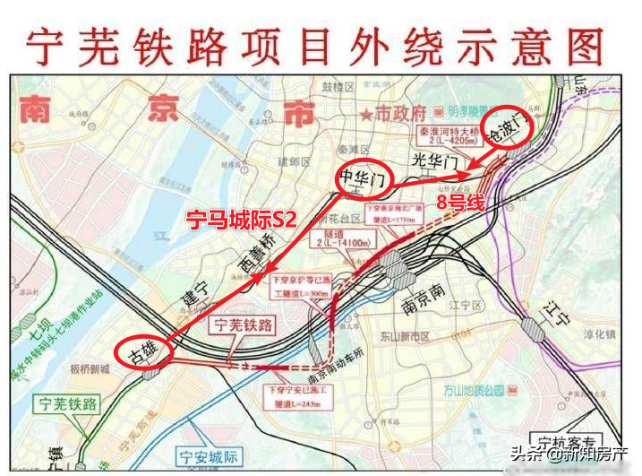 宁芜铁路古雄至沧波门段已经实施改迁,结合南京地铁8号线线规划,线路