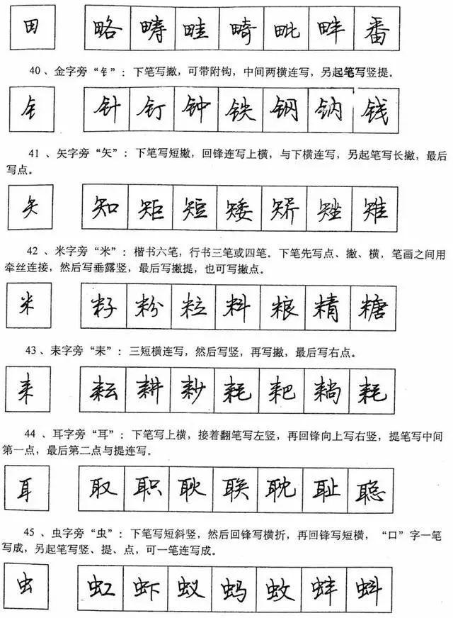 硬笔行书基本笔画