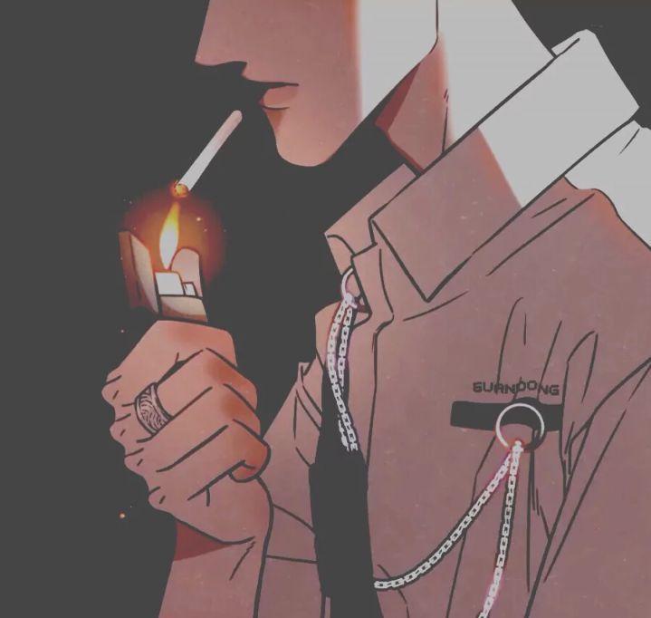 男生冷酷背影抽烟动漫图片